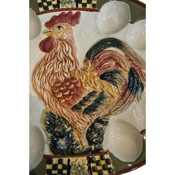 Large Deviled Egg Plater Bella Casa By Ganz VTG Rooster Hen Chicken Kitchenware - Picture 3 of 8